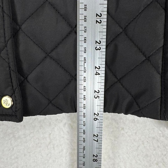 Ralph Lauren Quilted Jacket Womens Medium Black Snap Front Riding Coat - Picture 8 of 8